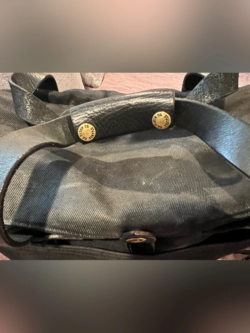 Filson Men's Black Canvas Briefcase Twill with Leather Accents